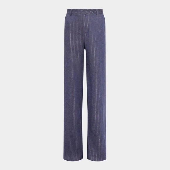 L'AGENCE Blue Pinstripe Trousers - Picture 2 of 9